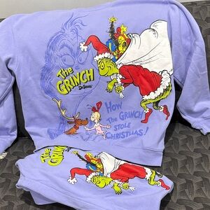 Dr. Seuss The Grinch Kids Lavender Sweatshirt L sweatpants M